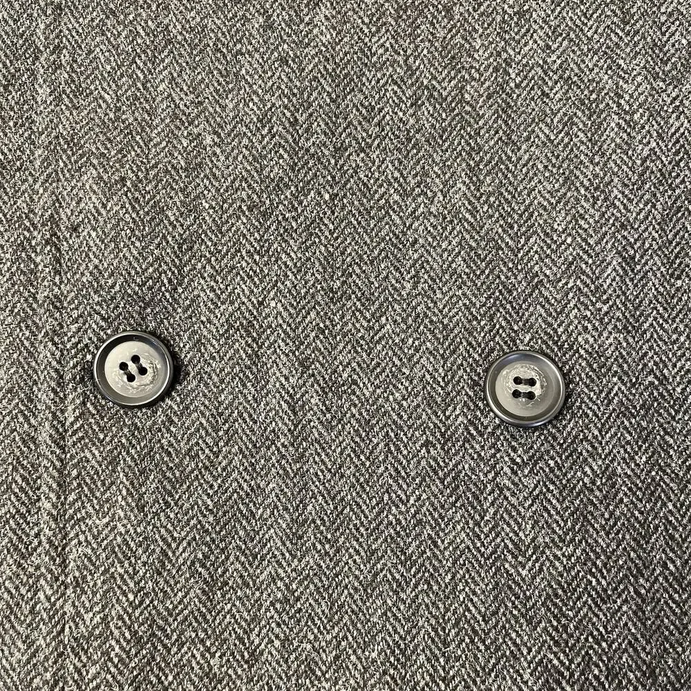 Men's Gray Double Breast Wool Blend Pea Coat Size XL Herringbone Tweed